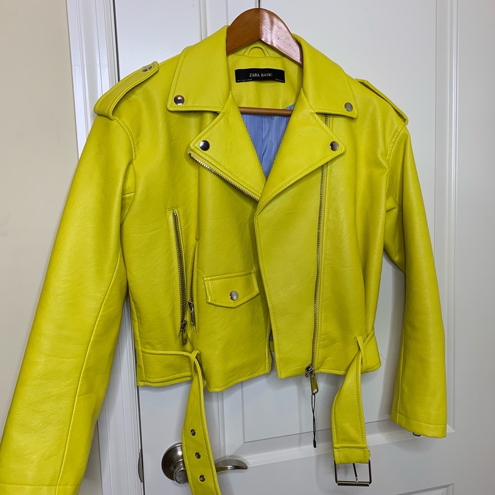 Zara Yellow Biker Jacket